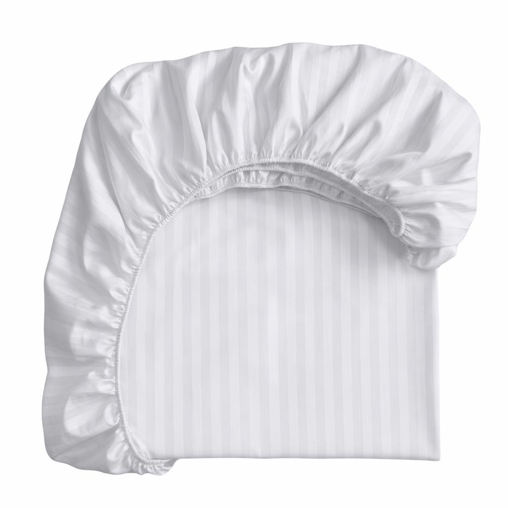 Простыня на резинке 90*200*27 Белый Страйп сатин